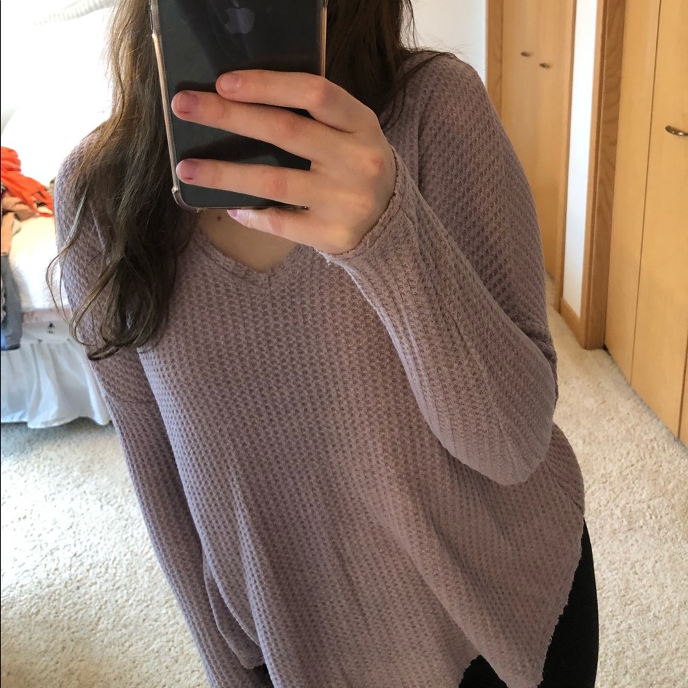 Waffle textured Mauve long sleeve